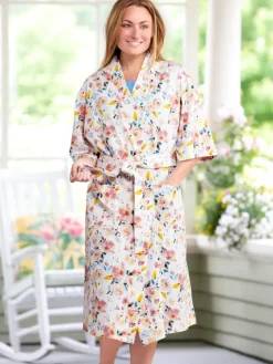 Women's Comfort Knit Print Cotton Wrap Robe