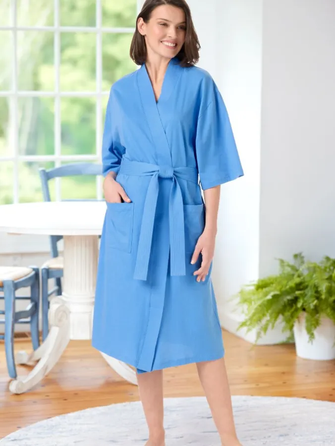 Women's Comfort Knit Solid Color Cotton Wrap Robe