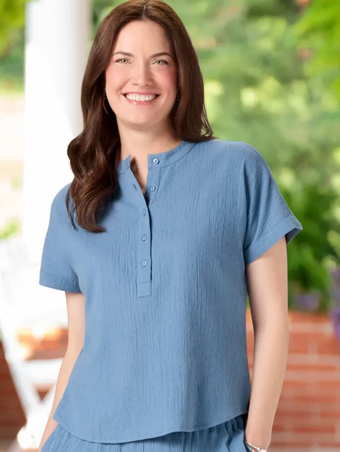 Women's Cotton Gauze Short-Sleeve Top