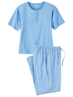 Women's Cotton Knit Short-Sleeve Henley Pajamas