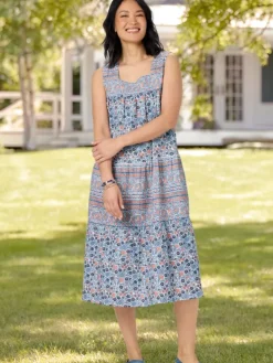 Women's Cotton Sleeveless Square-Neck Muumuu Dress