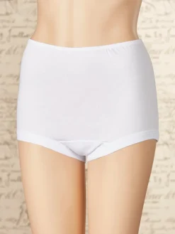 Women's Covered-Waist Cotton Briefs With Wide Leg Bands, 3 Pairs
