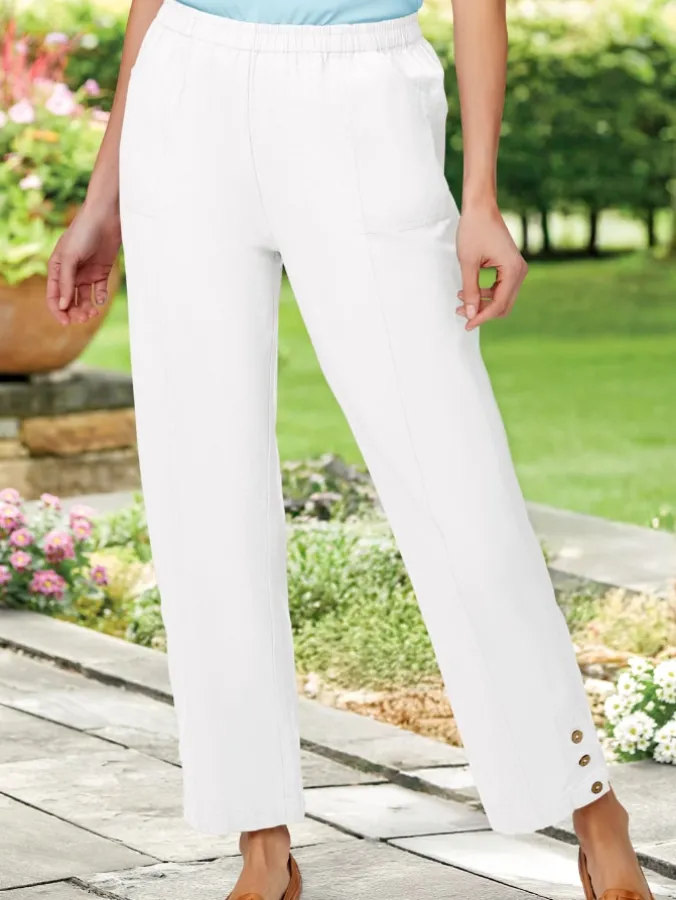 Women's Crinkle Cotton Ankle Pants