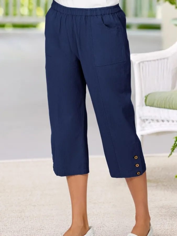 Women's Crinkle Cotton Capri Pants