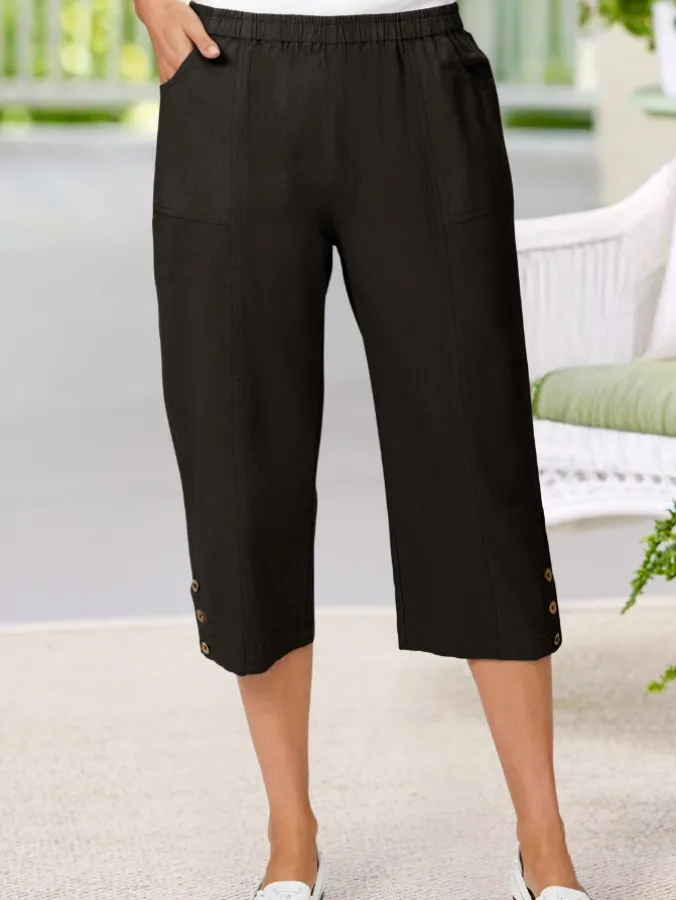 Women's Crinkle Cotton Capri Pants