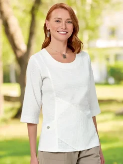 Women's Crinkle Cotton 3/4 Sleeve Tunic Top