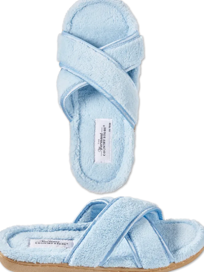Women's Cross-Strap Terry Slide Slippers