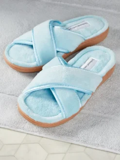 Women's Cross-Strap Terry Slide Slippers