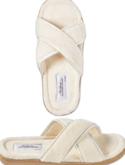 Women's Cross-Strap Terry Slide Slippers