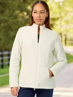 Women's Diamond Quilted Jacket in Cream or Olive