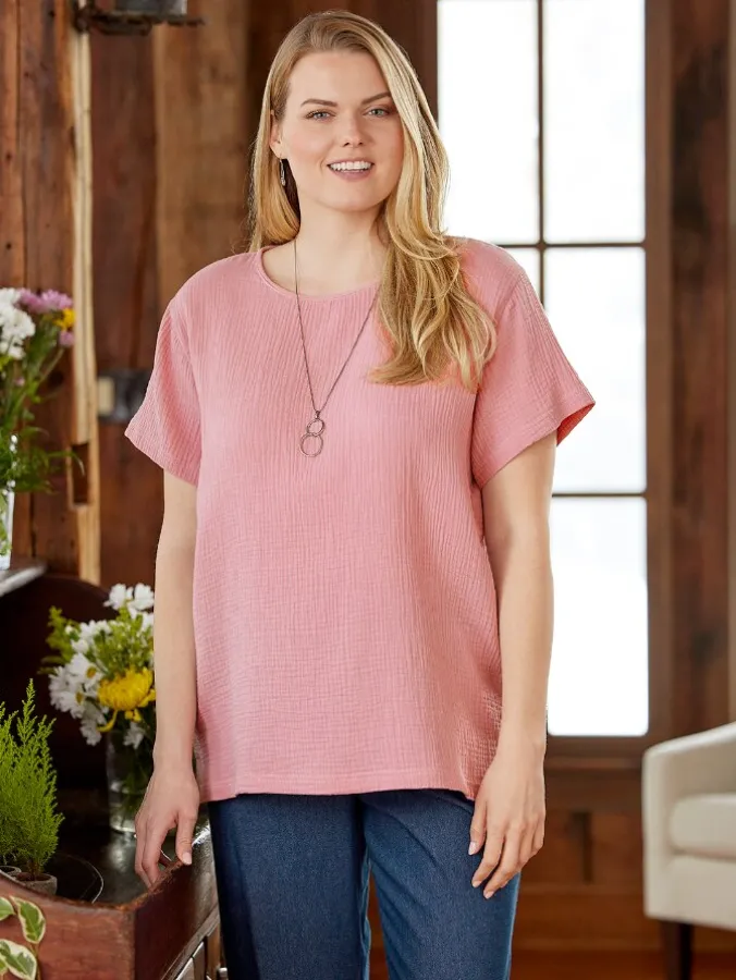 Women's Double-Gauze Popover Top