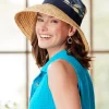 Women's Floral Denim and Raffia Cloche With Bow