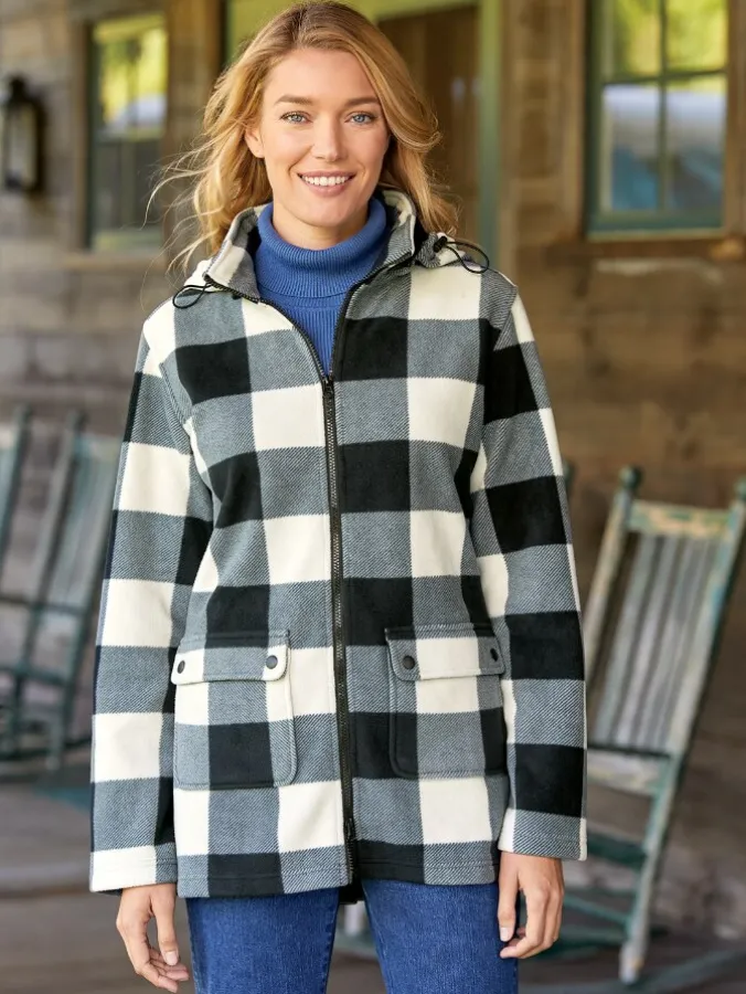 Women's Full-Zip Double-Fleece Jacket With Hood
