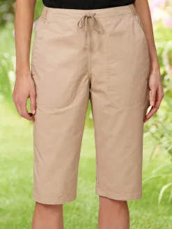 Women's Garment-Washed Cotton Twill Capri Pants