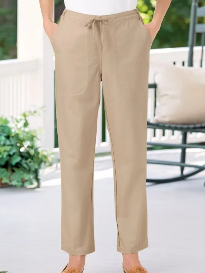 Women's Garment-Washed Twill Pants