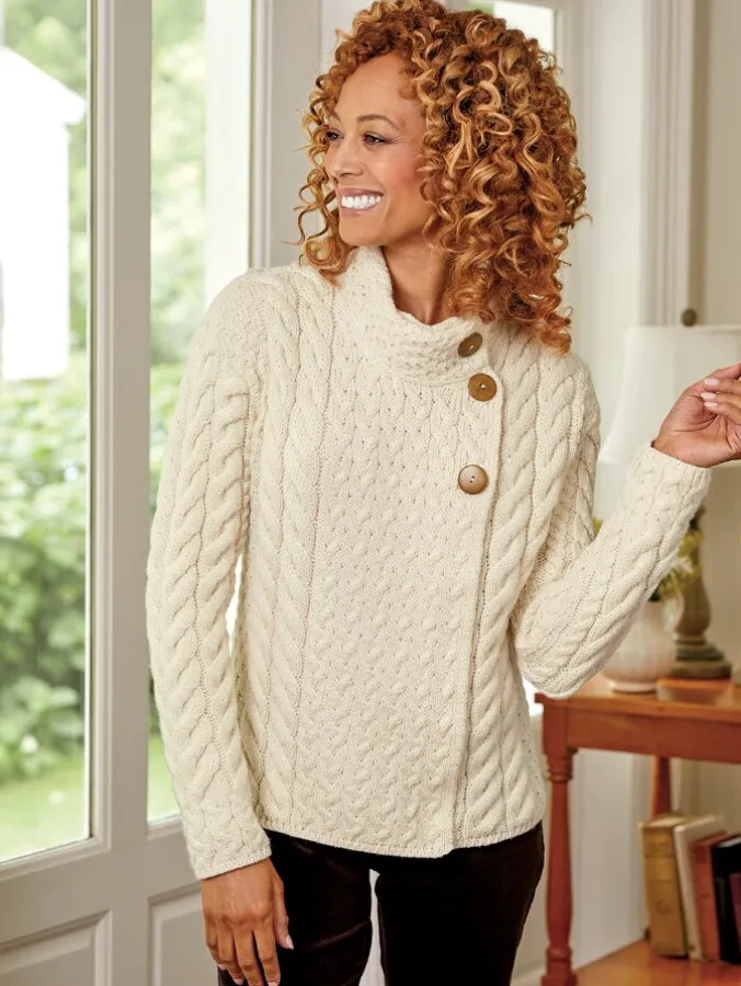 Women's Irish Supersoft Wool Asymmetrical Cardigan