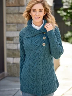 Women's Irish Supersoft Wool 3-Button Long Cardigan