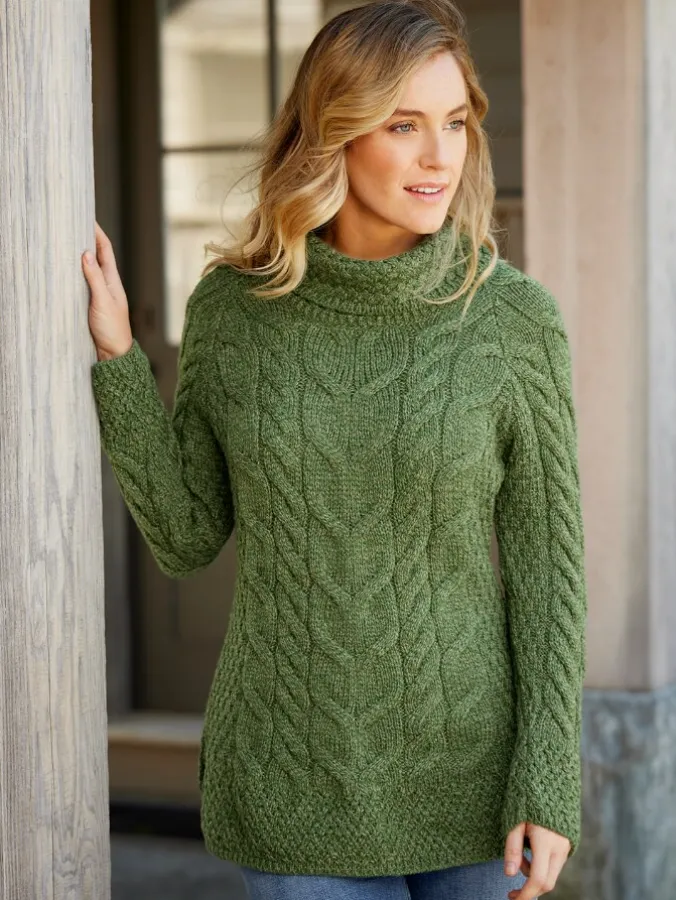 Women's Irish Supersoft Wool Cowl-Neck Sweater