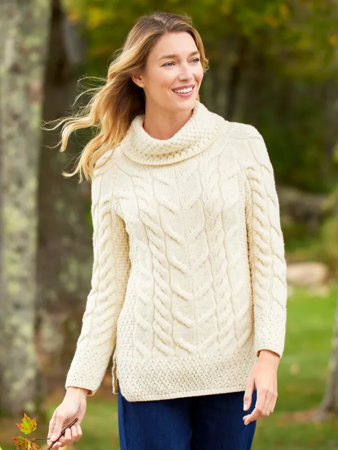 Women's Irish Supersoft Wool Cowl-Neck Sweater