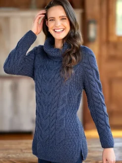 Women's Irish Supersoft Wool Cowl-Neck Sweater
