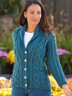 Women's Irish Supersoft Wool Shawl-Collar Cardigan