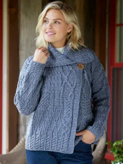 Women's Irish Wool Asymmetrical Cardigan