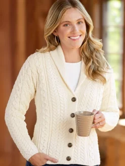 Women's Irish Wool Shawl Collar Cardigan