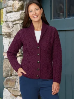 Women's Irish Wool Shawl Collar Cardigan