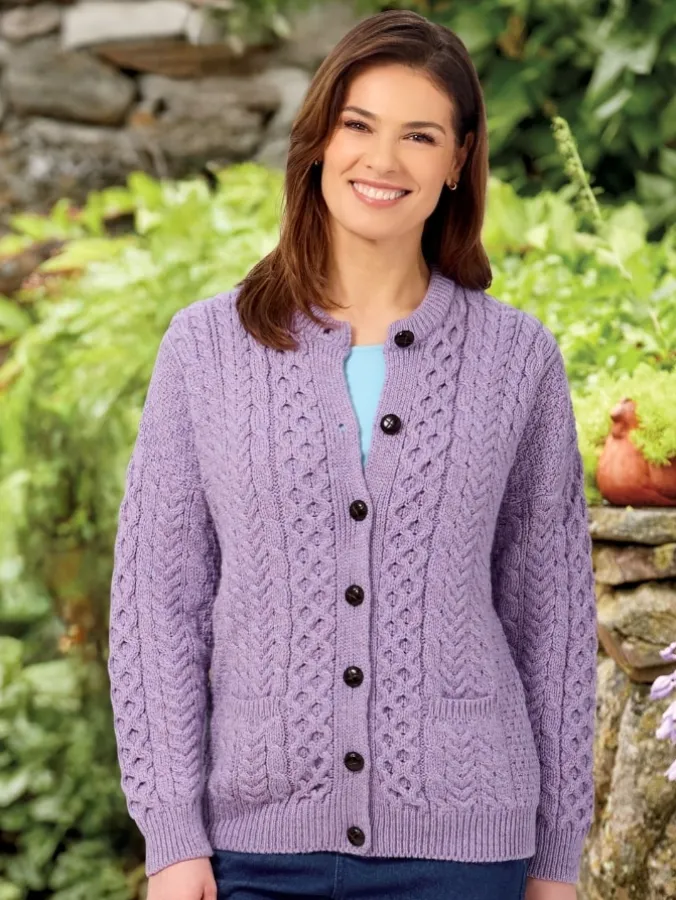 Women's Irish Wool Timeless Lavender Cardigan