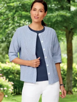 Women's Lightweight Cotton Seersucker Jacket Topper