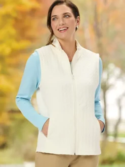Women's Lightweight Full-Zip Diamond Jacquard Vest