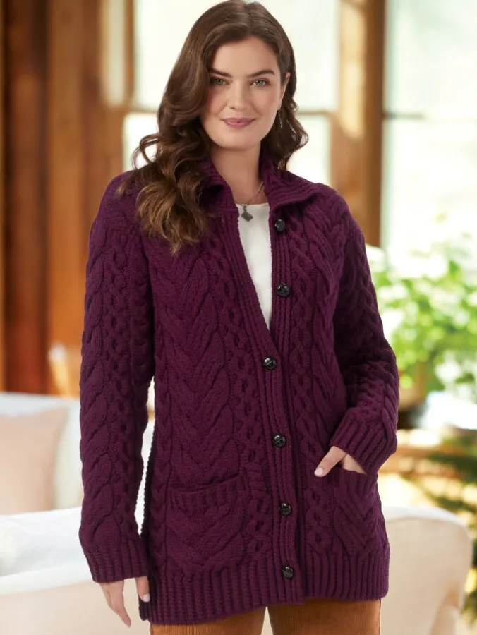 Women's Long Supersoft Irish Wool Cardigan