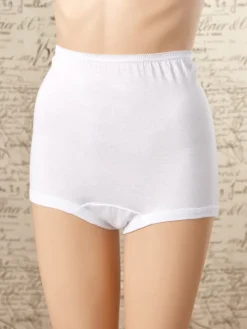 Women's Long-Torso Cotton Briefs With Cotton Leg Bands, 3 Pairs