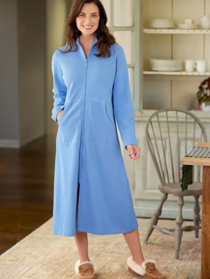 Women's Mini-Rib Knit Zip-Front Robe