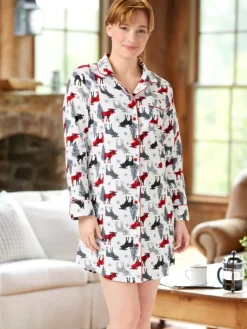 Women's Moose-on-the-Loose Flannel Nightshirt