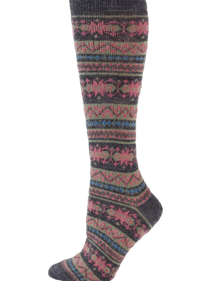 Women's Nordic Fair Isle Alpaca Wool Socks
