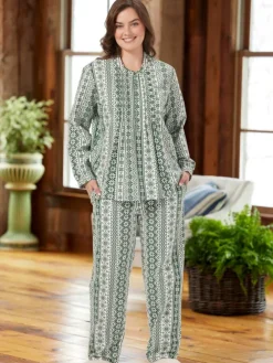 Women's Nordic Snowflake Flannel Pajama Set