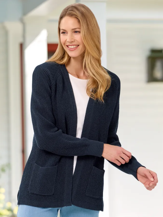 Women's Open-Front Shaker Cardigan Sweater