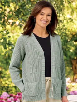 Women's Open-Front Shaker Cardigan Sweater