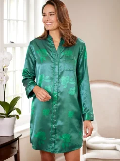 Women's Orchid Brushed-Back Satin Nightshirt