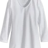 Women's Pima Cotton V-Neck Top With 3/4 Sleeves
