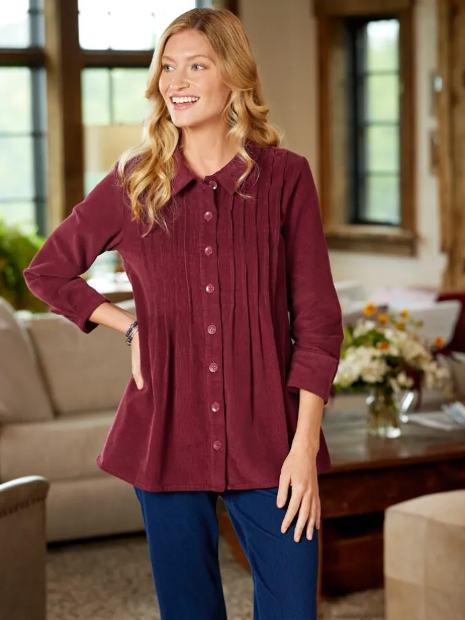 Women's Pintucked Corduroy Tunic