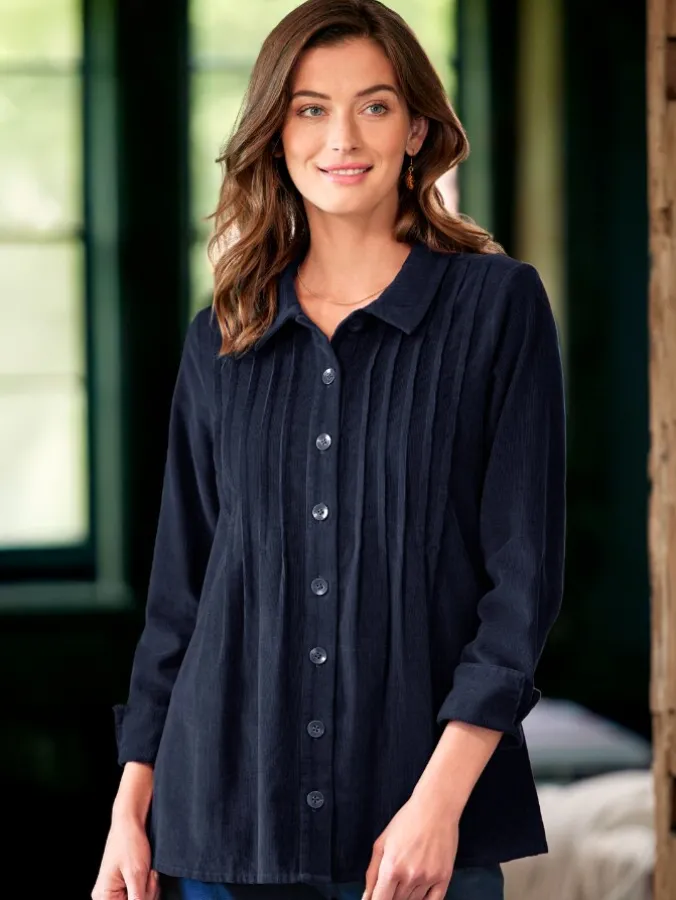 Women's Pintucked Corduroy Tunic