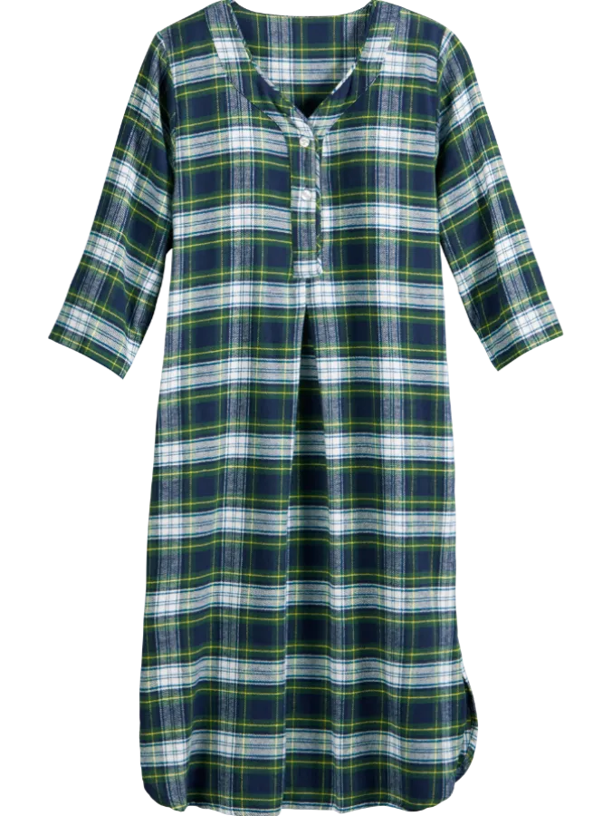 Women's Plaid Cotton Flannel Nightshirt