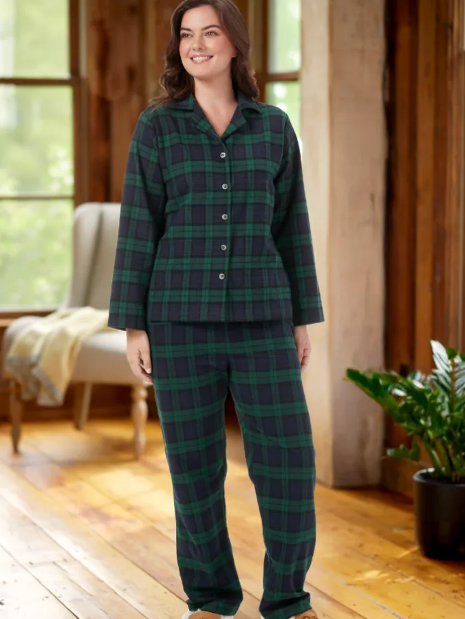 Women's Plaid Cotton Flannel Pajama Set