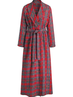 Women's Plaid Cotton Flannel Wrap Robe