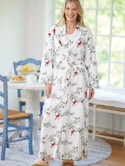Women's Printed Portuguese Cotton Flannel Wrap Robe
