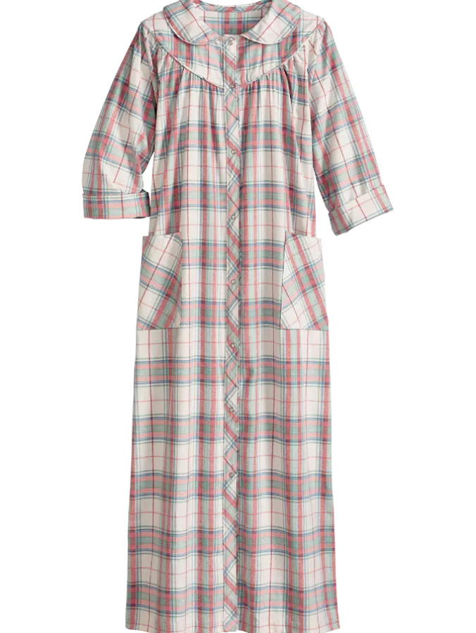 Women's Printed Portuguese Cotton Flannel Snap-Front Robe