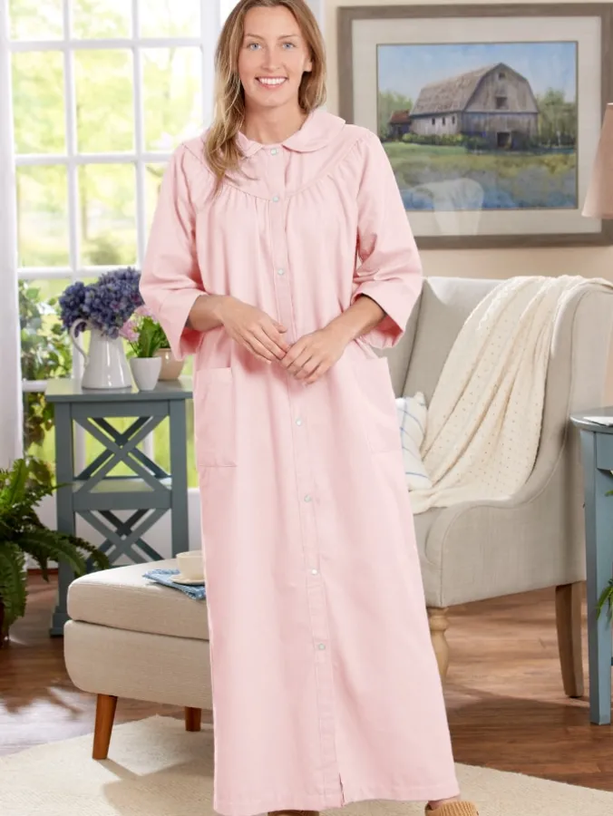 Women's Printed Portuguese Cotton Flannel Snap-Front Robe
