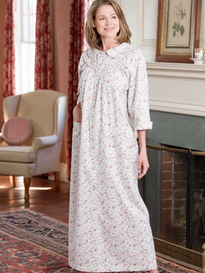 Women's Printed Portuguese Cotton Flannel Snap-Front Robe